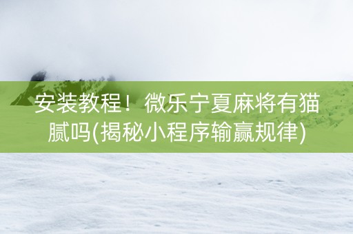 安装教程！微乐宁夏麻将有猫腻吗(揭秘小程序输赢规律)