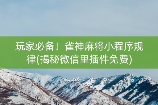 玩家必备！雀神麻将小程序规律(揭秘微信里插件免费)