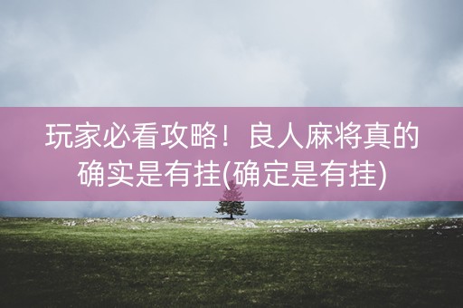 玩家必看攻略！良人麻将真的确实是有挂(确定是有挂)