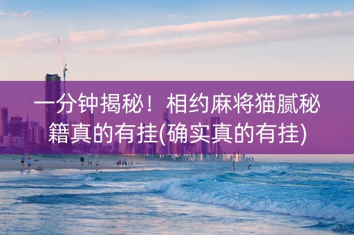一分钟揭秘！相约麻将猫腻秘籍真的有挂(确实真的有挂)