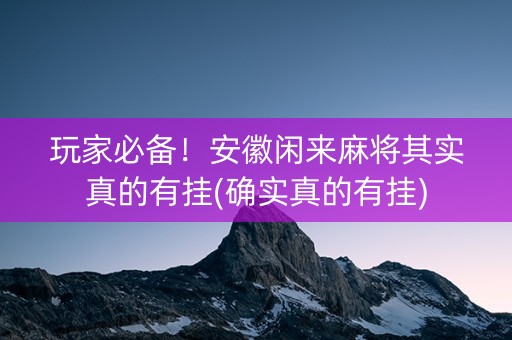 玩家必备！安徽闲来麻将其实真的有挂(确实真的有挂)