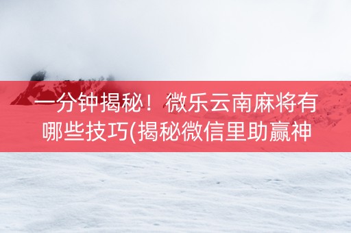一分钟揭秘！微乐云南麻将有哪些技巧(揭秘微信里助赢神器购买)
