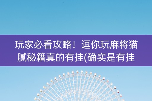 玩家必看攻略！逗你玩麻将猫腻秘籍真的有挂(确实是有挂的)