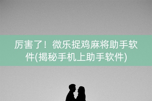厉害了！微乐捉鸡麻将助手软件(揭秘手机上助手软件)