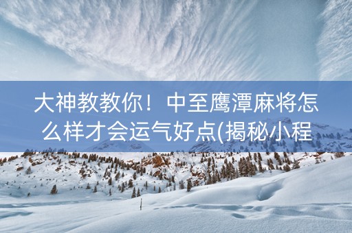 大神教教你！中至鹰潭麻将怎么样才会运气好点(揭秘小程序提高赢的概率)