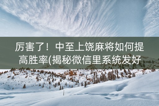厉害了！中至上饶麻将如何提高胜率(揭秘微信里系统发好牌)