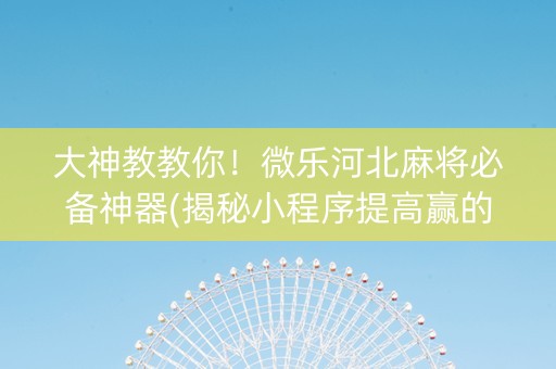 大神教教你！微乐河北麻将必备神器(揭秘小程序提高赢的概率)