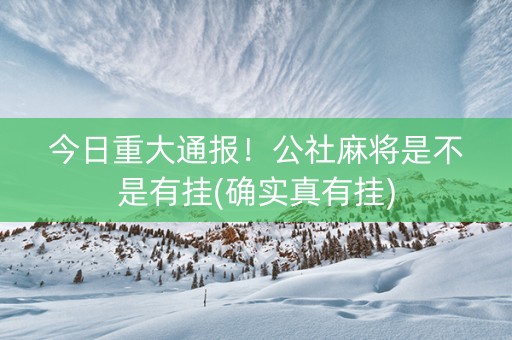 今日重大通报！公社麻将是不是有挂(确实真有挂)