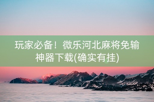 玩家必备！微乐河北麻将免输神器下载(确实有挂)