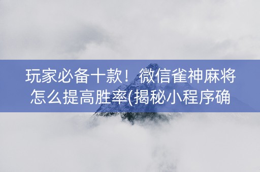 玩家必备十款！微信雀神麻将怎么提高胜率(揭秘小程序确实有猫腻)