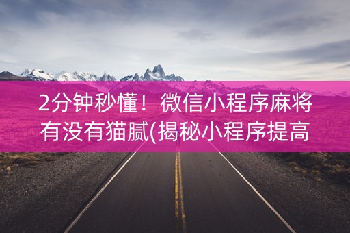 2分钟秒懂！微信小程序麻将有没有猫腻(揭秘小程序提高赢的概率)