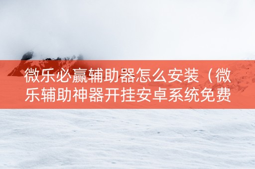 微乐必赢辅助器怎么安装（微乐辅助神器开挂安卓系统免费）