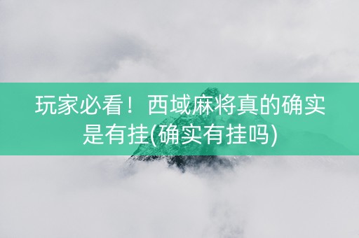 玩家必看！西域麻将真的确实是有挂(确实有挂吗)