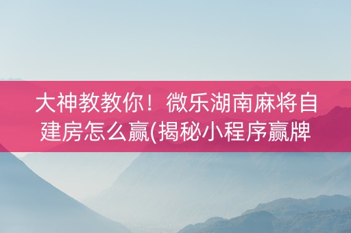 大神教教你！微乐湖南麻将自建房怎么赢(揭秘小程序赢牌技巧)