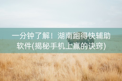 一分钟了解！湖南跑得快辅助软件(揭秘手机上赢的诀窍)