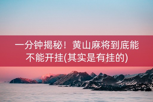 一分钟揭秘！黄山麻将到底能不能开挂(其实是有挂的)