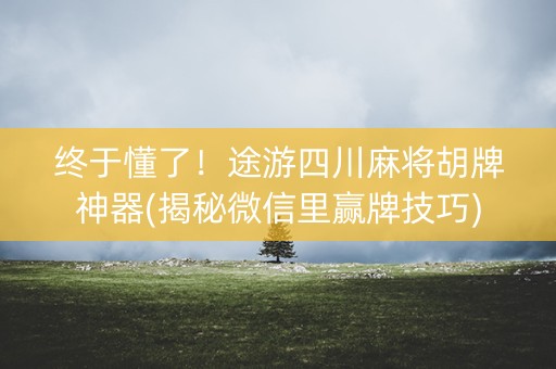终于懂了！途游四川麻将胡牌神器(揭秘微信里赢牌技巧)