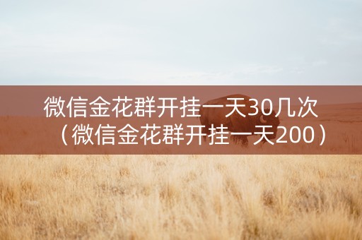 微信金花群开挂一天30几次（微信金花群开挂一天200）