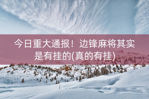 今日重大通报！边锋麻将其实是有挂的(真的有挂)