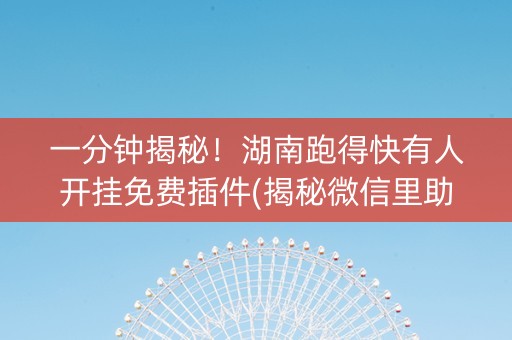 一分钟揭秘！湖南跑得快有人开挂免费插件(揭秘微信里助手软件)