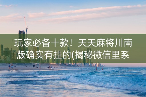 玩家必备十款！天天麻将川南版确实有挂的(揭秘微信里系统发好牌)