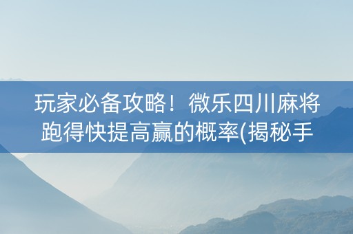 玩家必备攻略！微乐四川麻将跑得快提高赢的概率(揭秘手机上输赢技巧)