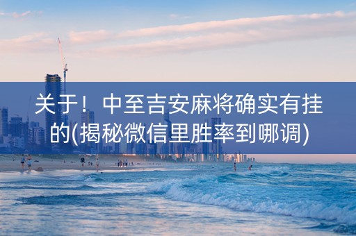 关于！中至吉安麻将确实有挂的(揭秘微信里胜率到哪调)