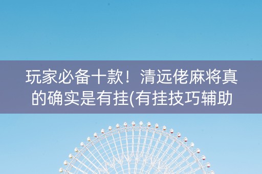 玩家必备十款！清远佬麻将真的确实是有挂(有挂技巧辅助器)
