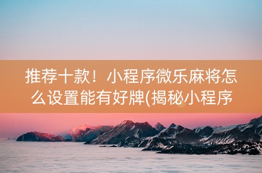 推荐十款！小程序微乐麻将怎么设置能有好牌(揭秘小程序助赢神器购买)