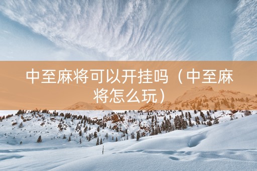 中至麻将可以开挂吗（中至麻将怎么玩）