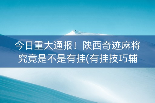 今日重大通报！陕西奇迹麻将究竟是不是有挂(有挂技巧辅助器)
