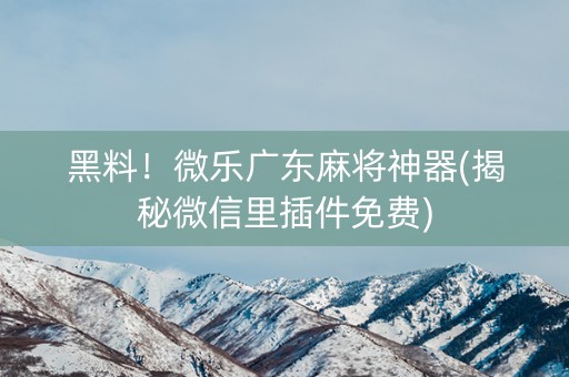 黑料！微乐广东麻将神器(揭秘微信里插件免费)
