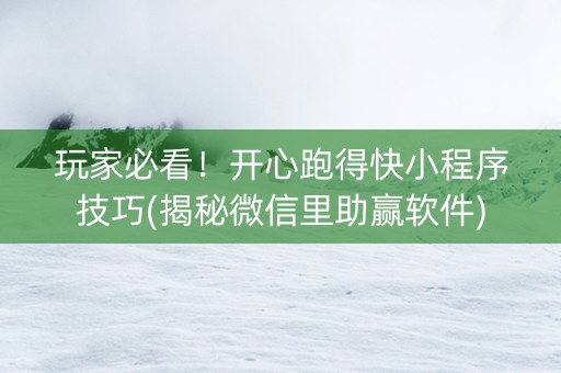 玩家必看！开心跑得快小程序技巧(揭秘微信里助赢软件)