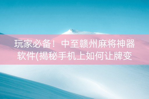 玩家必备！中至赣州麻将神器软件(揭秘手机上如何让牌变好)