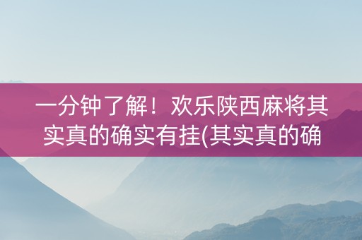 一分钟了解！欢乐陕西麻将其实真的确实有挂(其实真的确实有挂)