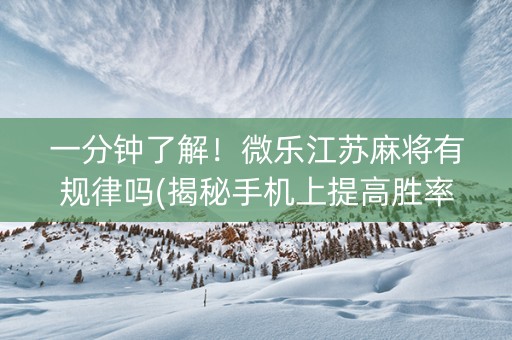 一分钟了解！微乐江苏麻将有规律吗(揭秘手机上提高胜率)