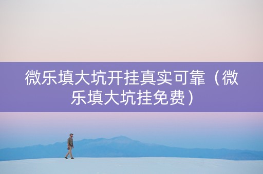 微乐填大坑开挂真实可靠（微乐填大坑挂免费）