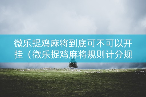 微乐捉鸡麻将到底可不可以开挂（微乐捉鸡麻将规则计分规则）
