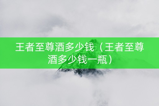 王者至尊酒多少钱（王者至尊酒多少钱一瓶）
