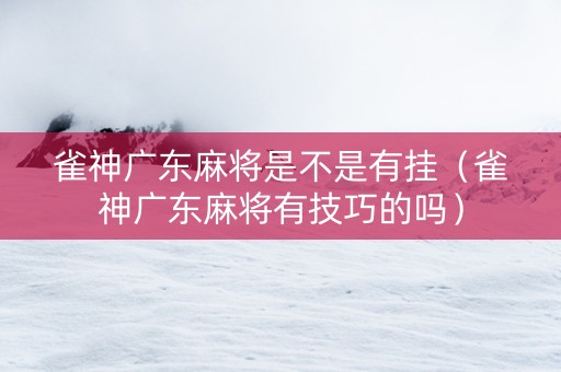 雀神广东麻将是不是有挂（雀神广东麻将有技巧的吗）