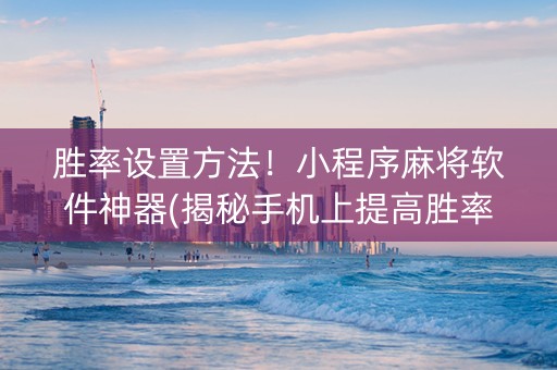 胜率设置方法！小程序麻将软件神器(揭秘手机上提高胜率)