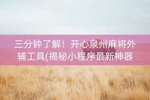 三分钟了解！开心泉州麻将外辅工具(揭秘小程序最新神器下载)
