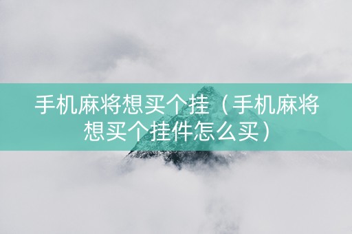 手机麻将想买个挂（手机麻将想买个挂件怎么买）