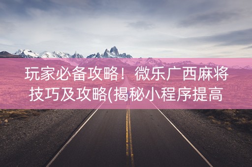 玩家必备攻略！微乐广西麻将技巧及攻略(揭秘小程序提高胜率)