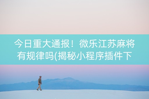 今日重大通报！微乐江苏麻将有规律吗(揭秘小程序插件下载)