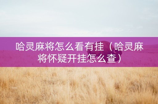 哈灵麻将怎么看有挂（哈灵麻将怀疑开挂怎么查）