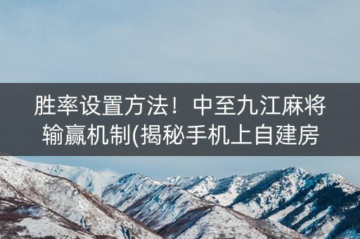 胜率设置方法！中至九江麻将输赢机制(揭秘手机上自建房怎么赢)