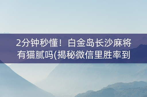 2分钟秒懂！白金岛长沙麻将有猫腻吗(揭秘微信里胜率到哪调)