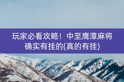 玩家必看攻略！中至鹰潭麻将确实有挂的(真的有挂)