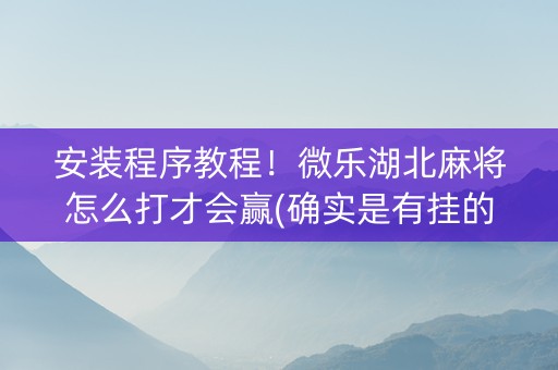 安装程序教程！微乐湖北麻将怎么打才会赢(确实是有挂的)
